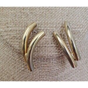 Vintage Earrings Goldtone 1" Tubes Abstract Dangle Post 80s 90s